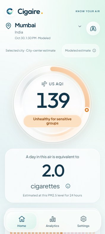 Cigaire Live Application Interface